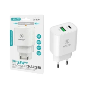 Cargador 25W 2 puertos USB-A y USB-C